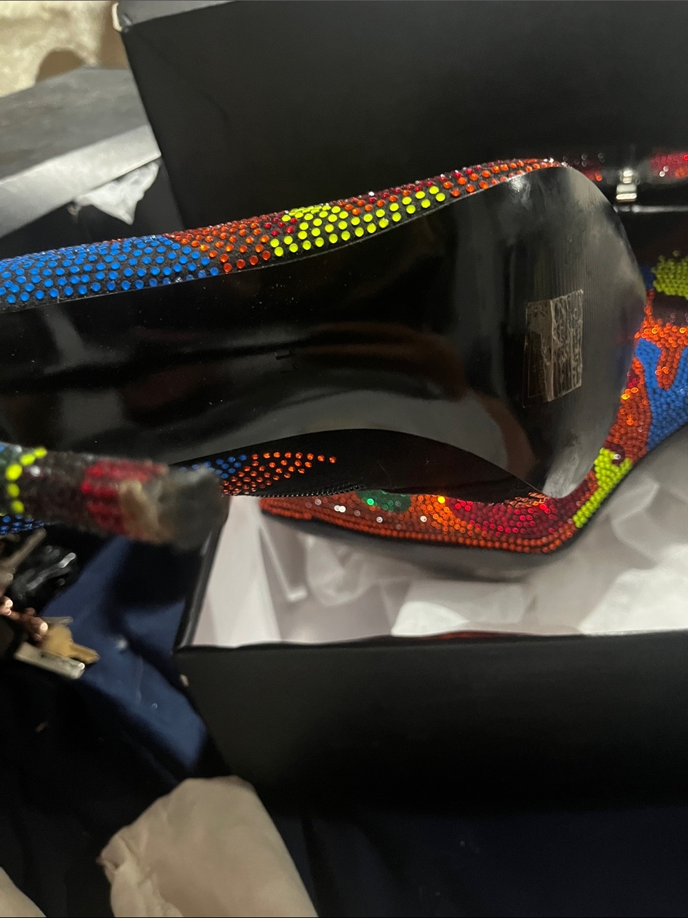 Multicolor Rhinestone Stiletto Ankle Boot - Picture 3 of 4